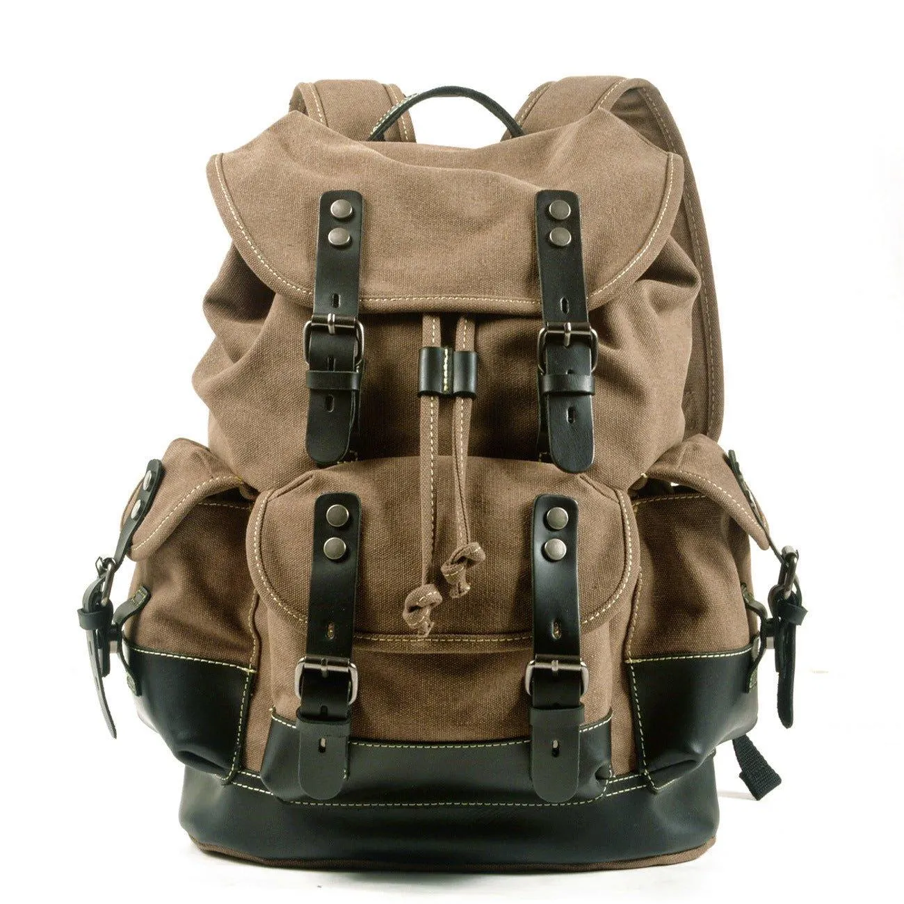 Vintage Waxed Canvas Backpack Waterproof for Men-Coffee