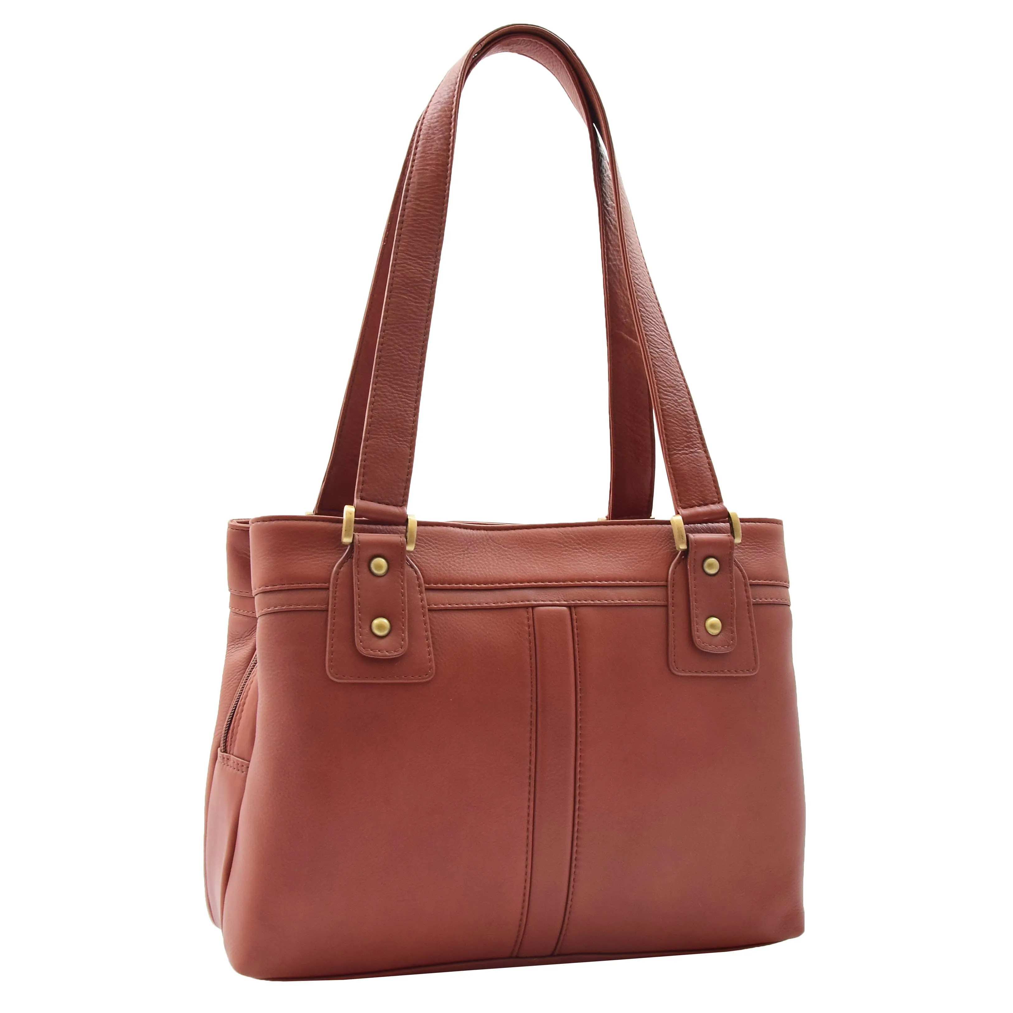 Womens Leather Mid Size Shopper Handbag Bellevue Brown