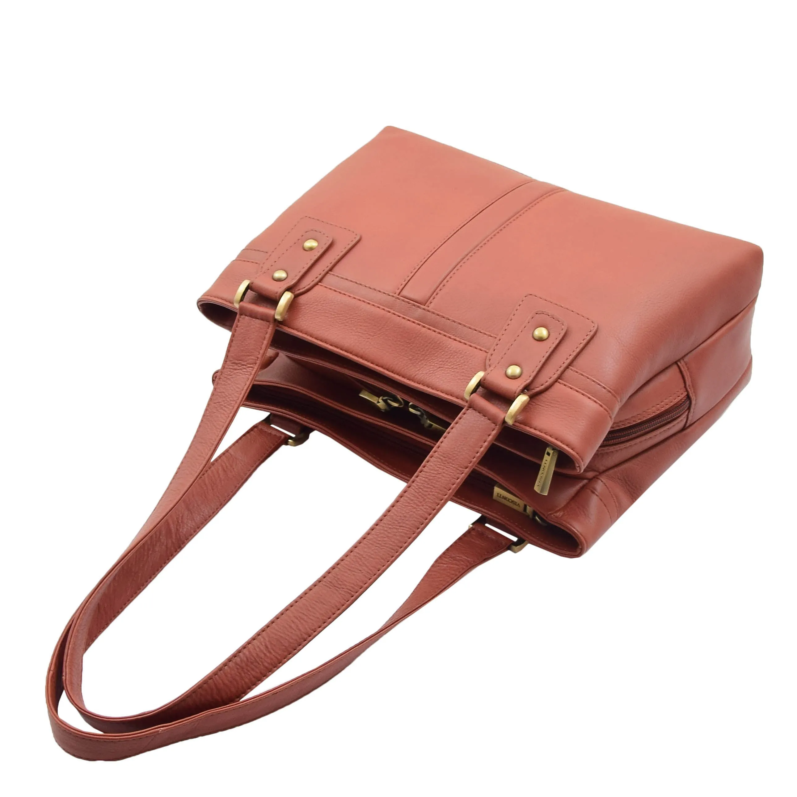 Womens Leather Mid Size Shopper Handbag Bellevue Brown