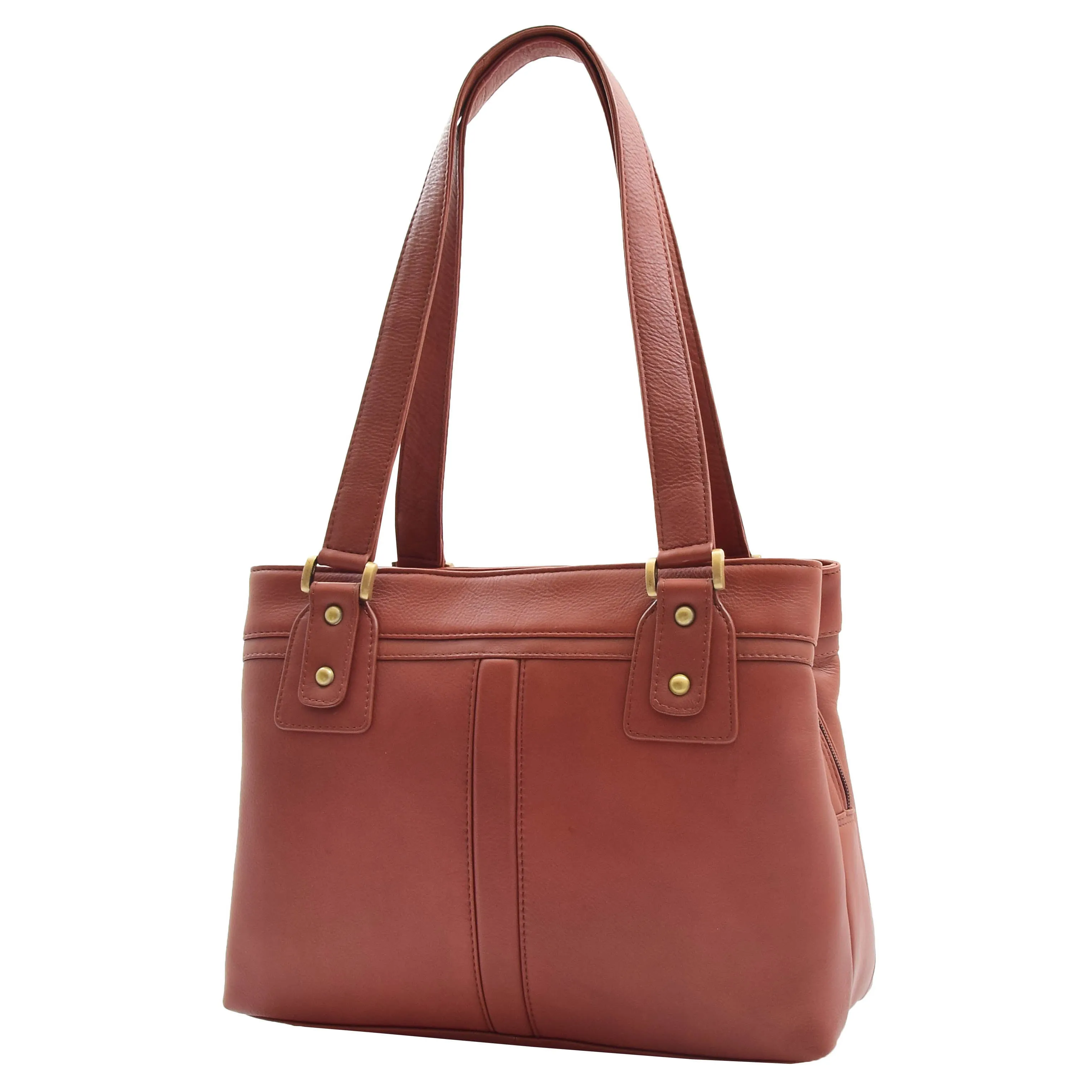 Womens Leather Mid Size Shopper Handbag Bellevue Brown