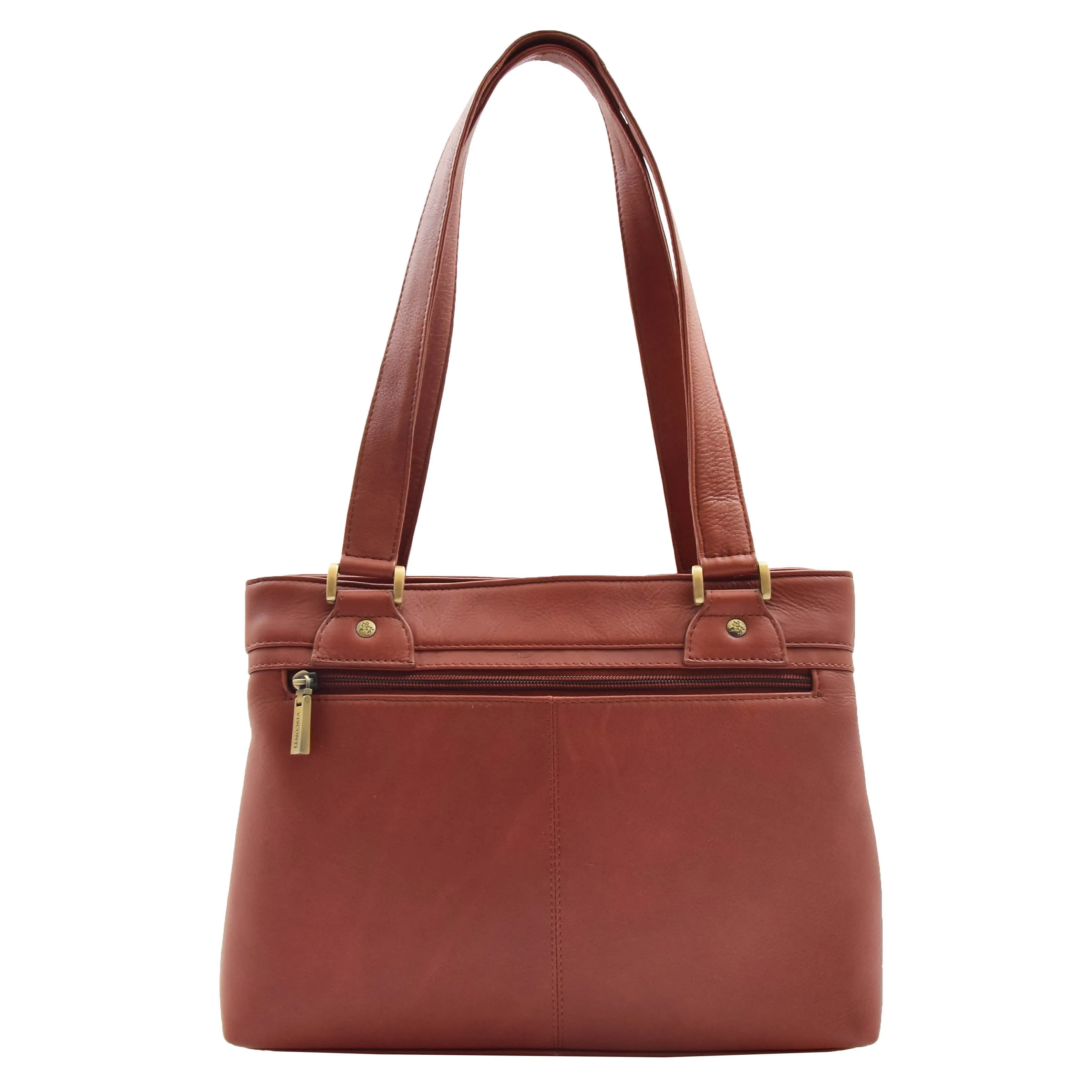 Womens Leather Mid Size Shopper Handbag Bellevue Brown