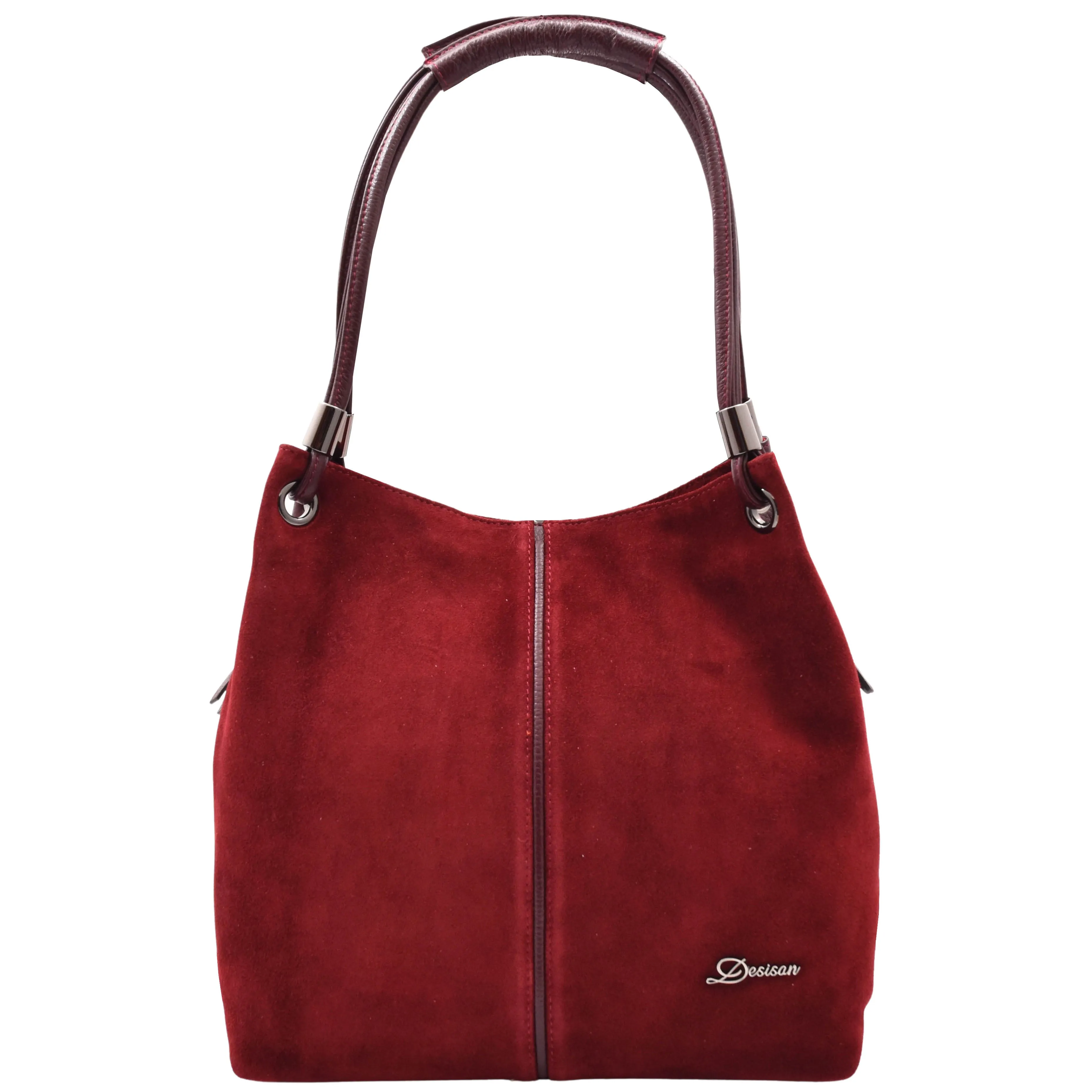 Womens Real Leather Suede Shoulder Hobo Bag Casual Outgoing Handbag A7153 Burgundy