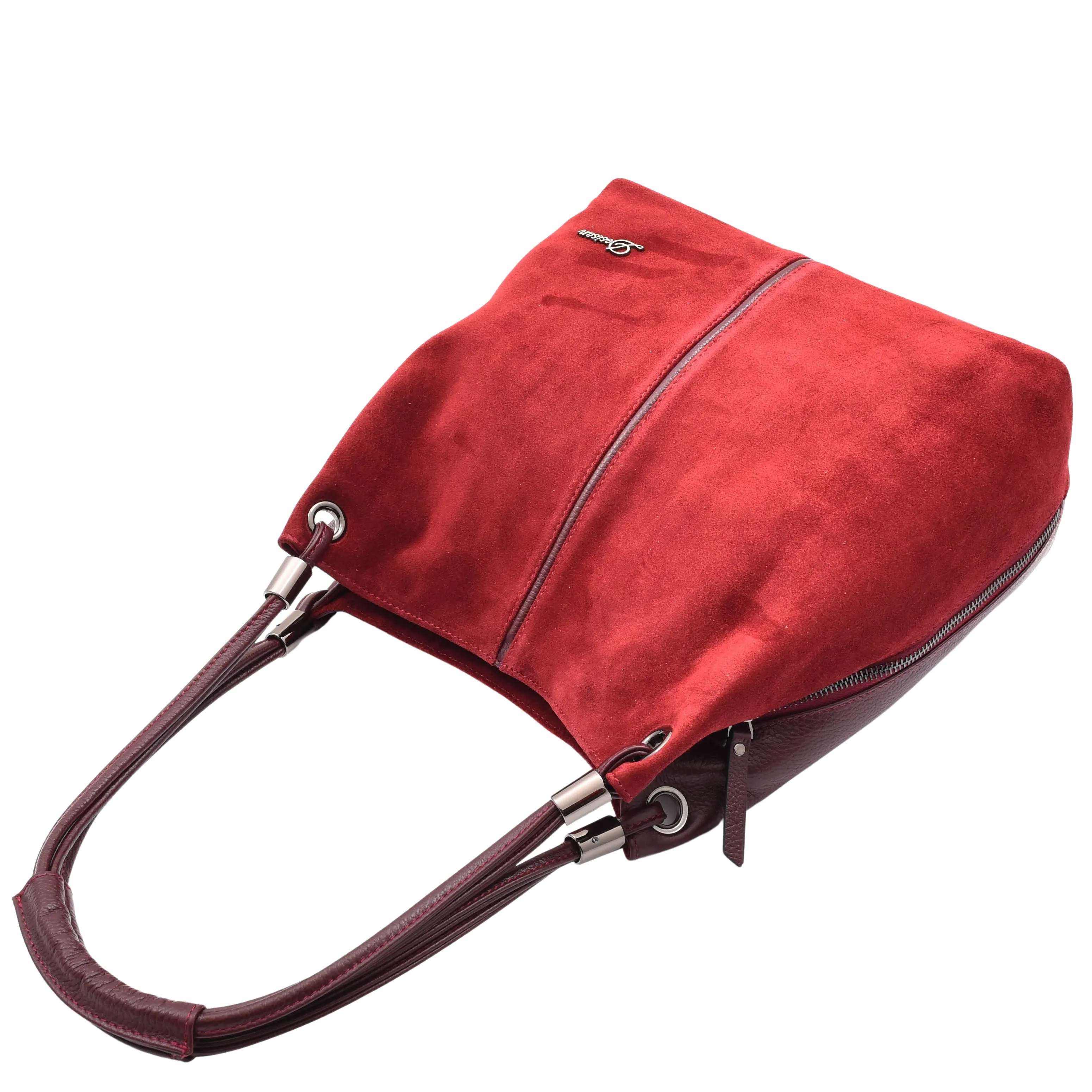 Womens Real Leather Suede Shoulder Hobo Bag Casual Outgoing Handbag A7153 Burgundy