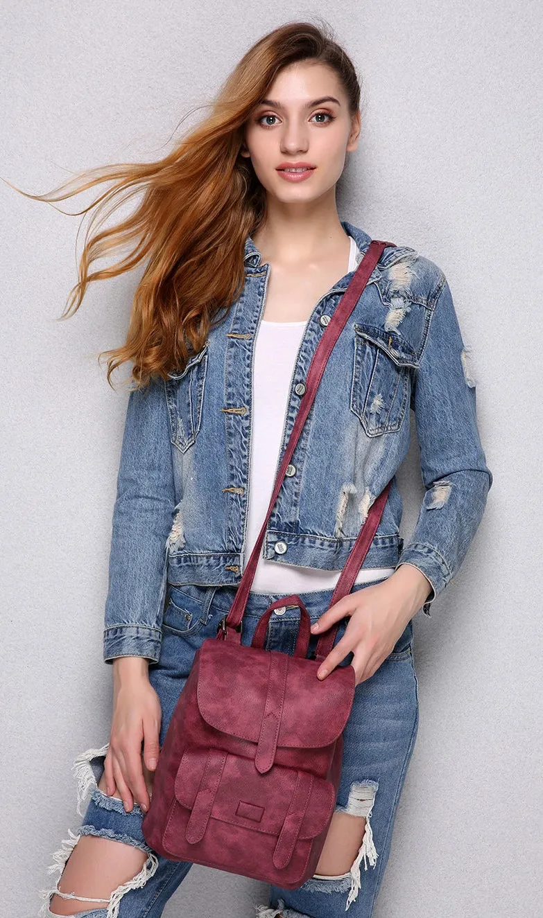 Women's Vegan Suede Leather Mini Backpack