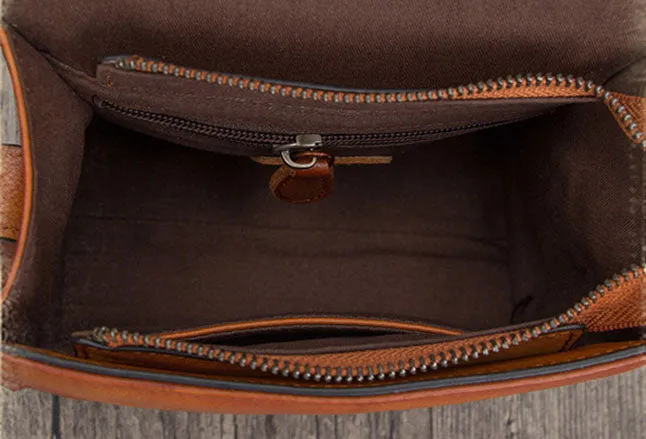 Womens Vintage Leather Side Satchel Bag Purse Crossbody Satchel Purse