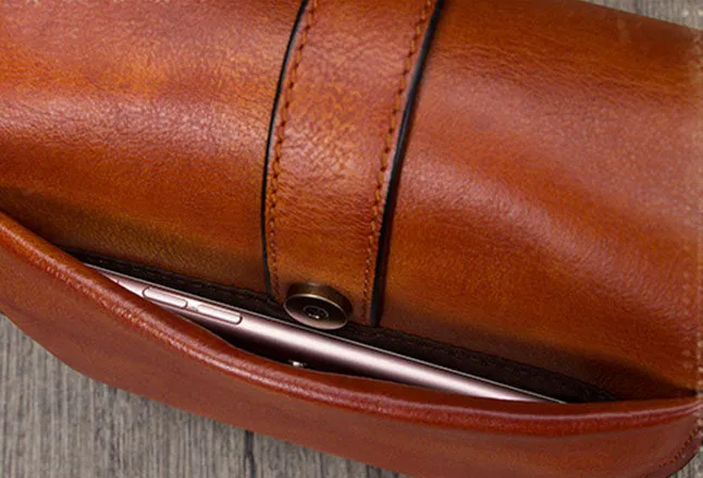 Womens Vintage Leather Side Satchel Bag Purse Crossbody Satchel Purse