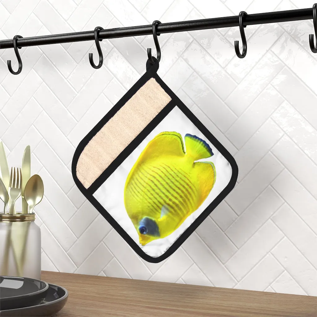 Yellow Fish Pot Holder with Pocket