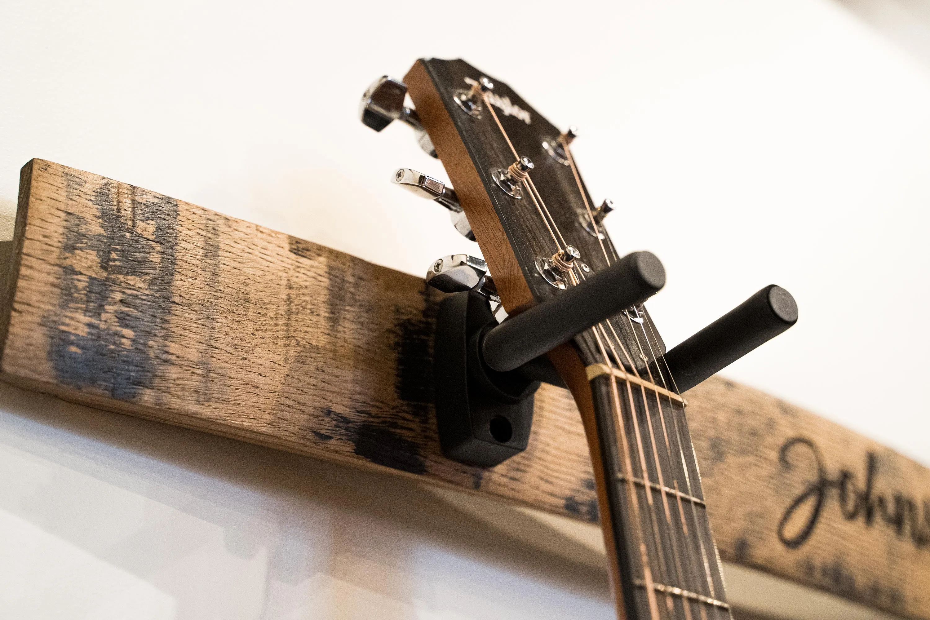 Your Logo   Our Barrels - The Shoals Whiskey Barrel Personalized Double Guitar Holder - Custom Logo and Corporate Gifting