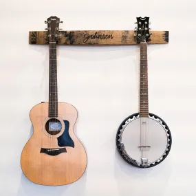 Your Logo   Our Barrels - The Shoals Whiskey Barrel Personalized Double Guitar Holder - Custom Logo and Corporate Gifting