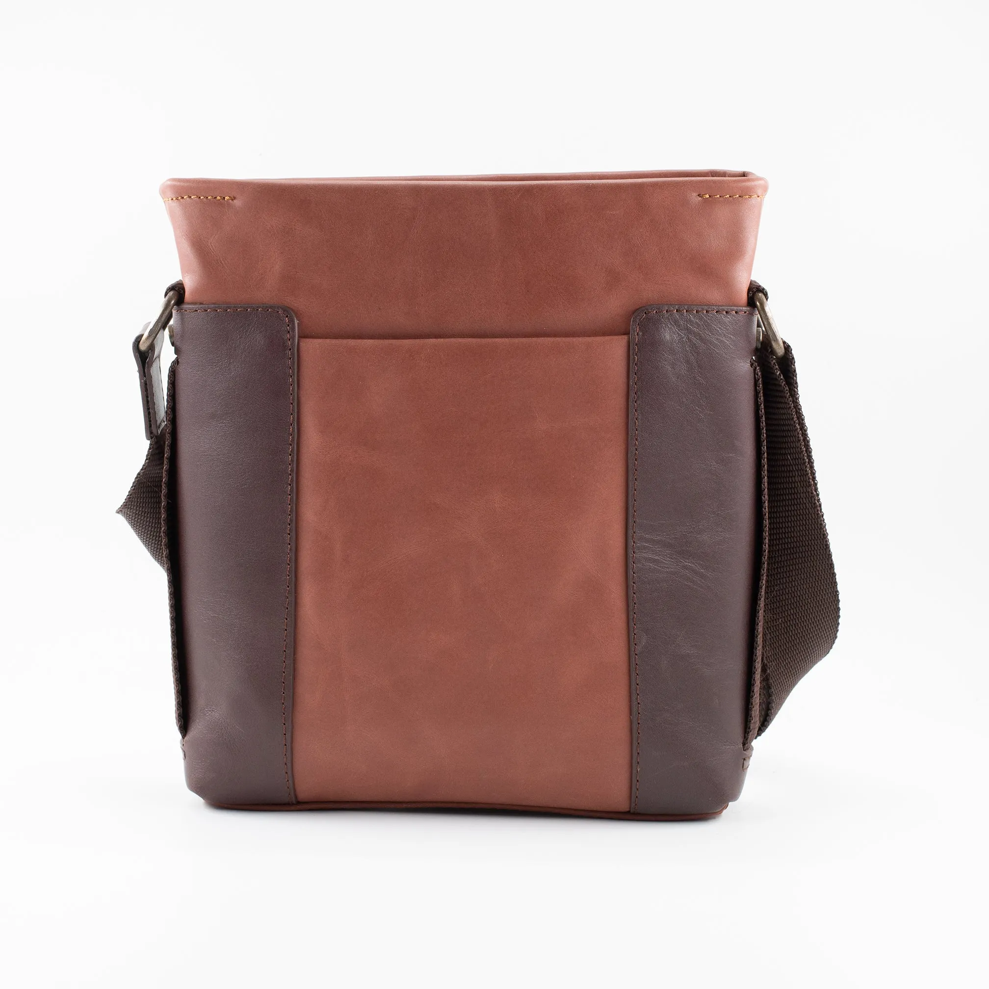 Zipper Brown Leather Briefcase