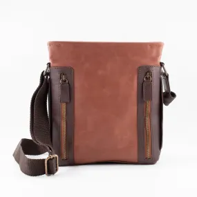 Zipper Brown Leather Briefcase
